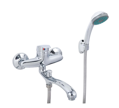 Rubinetto per vasca in cromo lucido - Set completo con rubinetto girevole da 25 cm, tubo, tubo flessibile ed eccentrici inclusi