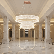 Lustra LED Cristal cu telecomanda, 118W, Lumina Calda/Neutra/Rece, Φ60 cm, Inaltime Reglabila, Metal si Cristal, Auriu