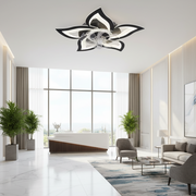 Lustra LED Ventilator ANEMO cu Telecomanda, 49W, D85cm, Lumina Rece/Neutra/Calda, Metal si Plastic, Negru