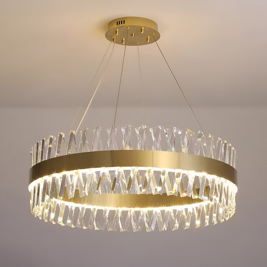 CASERTA Eleganza Lampadario LED con Telecomando, 54W, Dimmerabile, Diametro 50cm, Lampadari in Cristallo Oro Titolo predefinito Alessandro Design