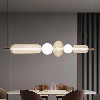 Lampadario LED a Sospensione LM551/5GD, 27W, Luce 3000/4000/6000K, Oro, Altezza Regolabile