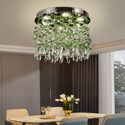 Lampadario LED in cristallo LLC211/550GN Rotondo, 29W, Luce Fredda/Calda/Neutra, Cristalli Verdi, Cromo Lucido