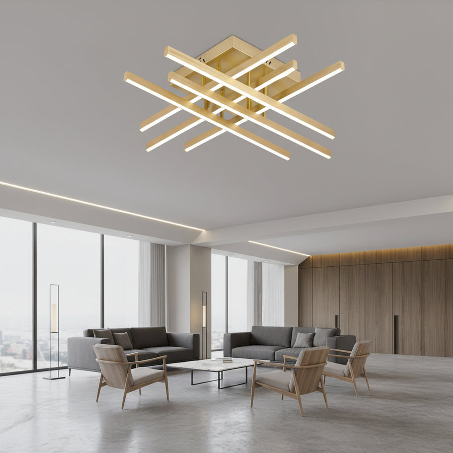 Lustra LED cu Telecomanda LINEX, 108W, Lumina 3000K/4000K/6000K, Dimabila, Auriu Lustre LED cu Telecomanda Default Title Alessandro Design