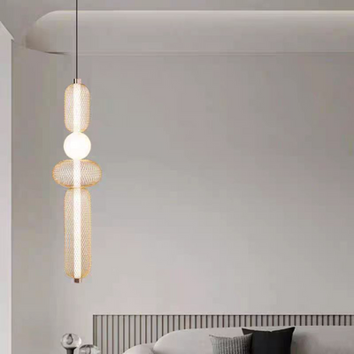 Lampadario LED a Sospensione LM551/4GD, 23W, Luce 3000/4000/6000K, Oro, Altezza Regolabile