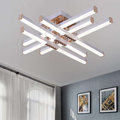Lampadario LED con Telecomando LT178/6WH, 84W, 6 Elementi, Luce Fredda/Calda/Neutra, Dimmerabile, Bianco