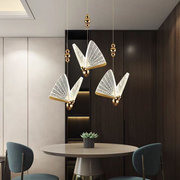 Lampada a sospensione LED a farfalla in acrilico 9W, luce calda/neutra/fredda 3000K/4000K/6000K, oro, metallo e acrilico, lampadari a LED regolabili in altezza Titolo predefinito Alessandro Design
