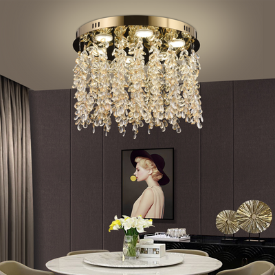 Lampadario LED in cristallo LLC213/550GD Rotondo, 29W, Luce Fredda/Calda/Neutra, Cristalli, Oro Lucido