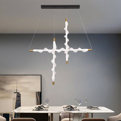 Lampadario LED a Sospensione in Acrilico LT761/3GD, Luce 3000/4000/6000K, Bianco, Altezza Regolabile