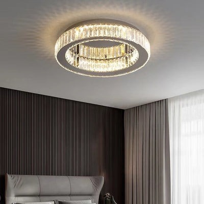 Lampadario LED con telecomando e cristallo VERTUS 18W, 30cm, Cerchio, Luce Fredda/Calda/Neutra, Dimmerabile, Cromo