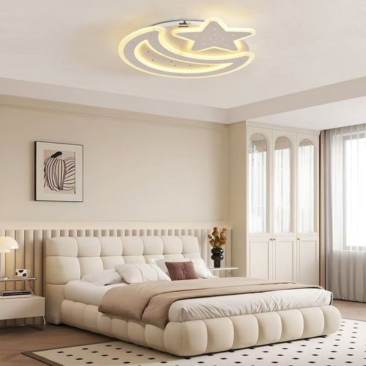 Lampadario a LED con telecomando CORALIA 90W, Luna e Stella, Luce Fredda/Calda/Neutra Lampadari a LED Bianchi Dimmerabili con telecomando Titolo predefinito Alessandro Design