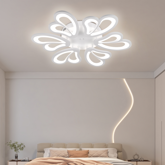 Lampadario a LED con telecomando BLOSSOM 78W, 6 Petali, Diametro 60cm, Luce Fredda/Calda/Neutra, Dimmerabile, Lampadario a LED Bianco con telecomando Titolo predefinito Alessandro Design