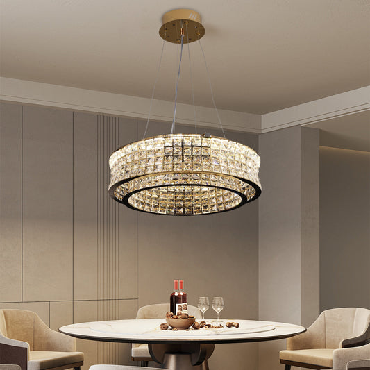 Lustra LED cu Telecomanda,LLC160/500GD, Cristal si Metal, 54W, Dimabila, Inaltime Reglabila, Lumina Rece/Calda/Neutra, Iluminat Luxos Lustre LED cu Telecomanda Default Title Alessandro Design