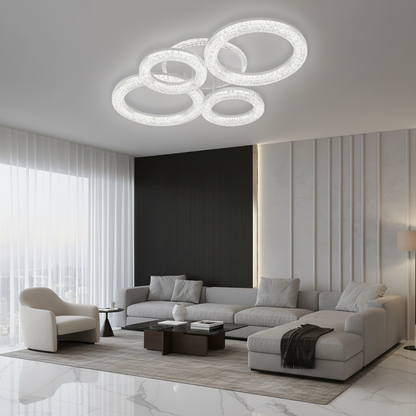Lampadario LED con Telecomando Linnea, 74W, 3000K/4000K/6000K, Dimmerabile, Bianco, Cristalli Lampadari LED con Telecomando Titolo predefinito Alessandro Design