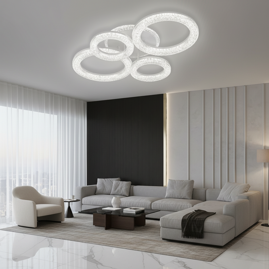 Lampadario LED con Telecomando Linnea, 74W, 3000K/4000K/6000K, Dimmerabile, Bianco, Cristalli Lampadari LED con Telecomando Titolo predefinito Alessandro Design