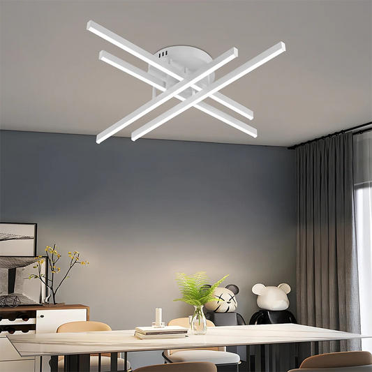 Lustra LED cu Telecomanda GIO, 54W, 4 Elemente, Lumina Rece/Clada/Neutra, Dimabila, Alb