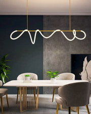 Lustra LED DIVINO Auriu 96W cu Tub Silicon Flexibil, 96W, 150cm – Lumina Reglabila 3000K/4000K/6000K Lustre Moderne Default Title Alessandro Design