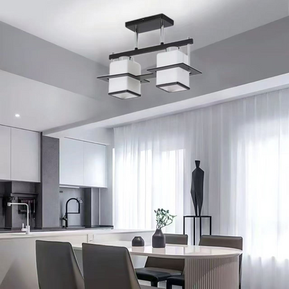 Lampadario classico Aramis con paralume quadrato in legno 2X E27 Lampadari classici grigio nero Titolo predefinito Alessandro Design