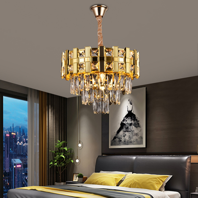 Lampadario in Cristallo BRAN Nobile 5xE14, Diametro 40cm, Oro Lucido, Altezza Regolabile