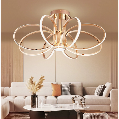 Lampadario LED con telecomando LT771/700GD, 45W, Luce Calda/Fredda/Neutra, Dimmerabile, Oro