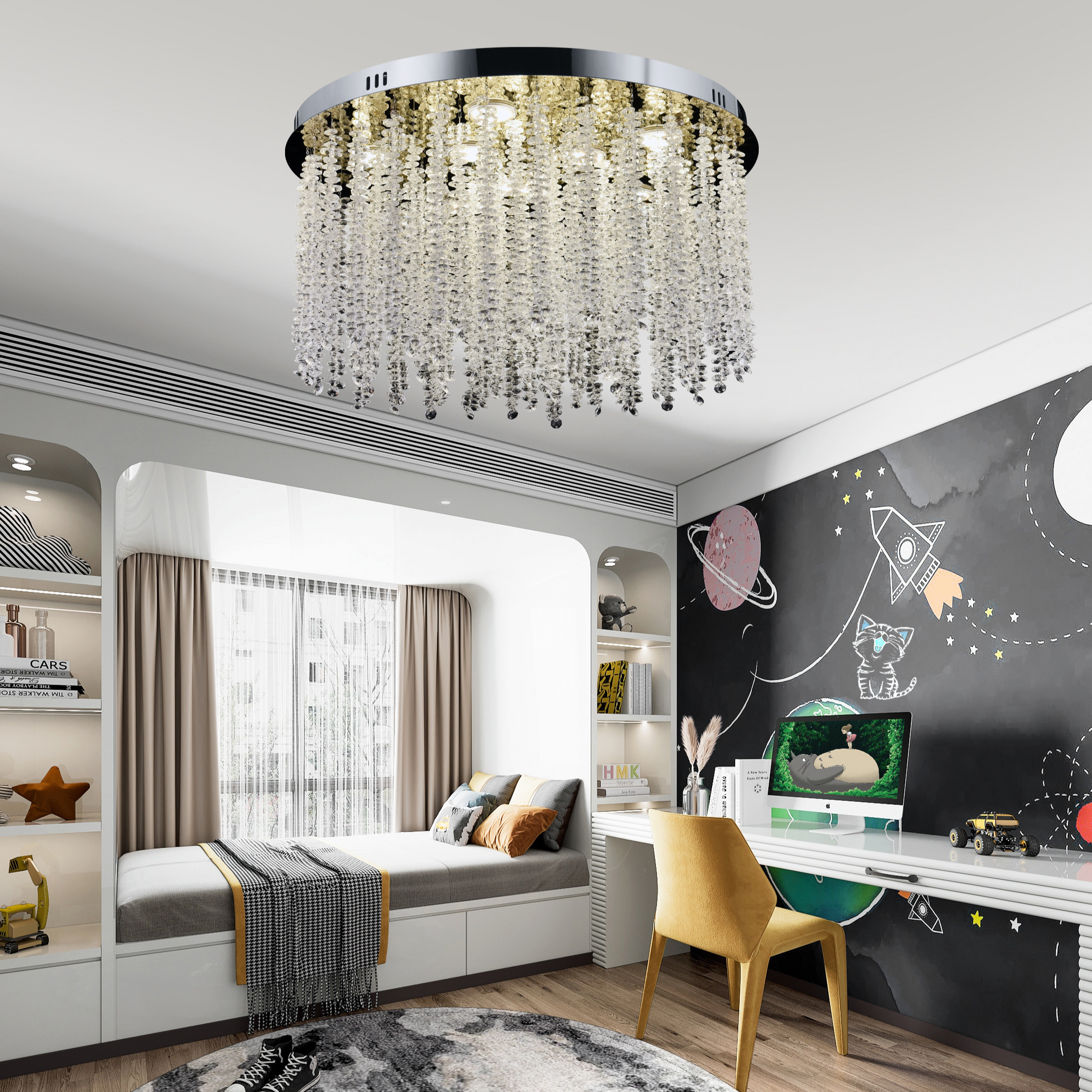 Candelabru LED Cristal LLC215/400WH Rotund, 22W, Lumina Rece/Calda/Neutra, Cristal, Auriu Candelabre Cristal Default Title Alessandro Design