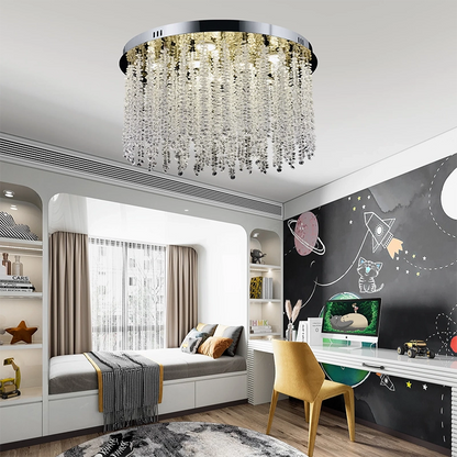 Candelabru LED Cristal LLC215/400WH Rotund, 22W, Lumina Rece/Calda/Neutra, Cristal, Auriu
