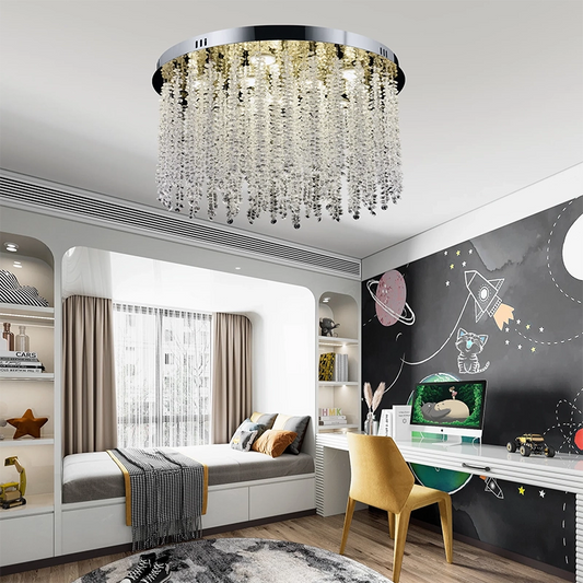 Lampadario LED in cristallo LLC215/400WH Rotondo, 22W, Luce fredda/calda/neutra, Cristallo, Oro