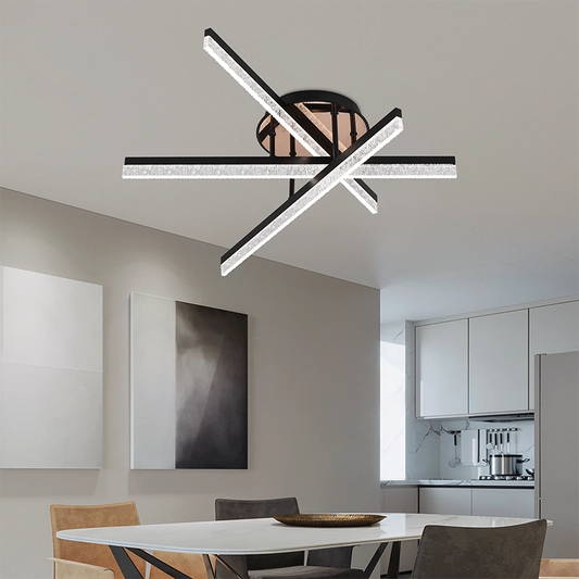 Lampadario LED con Telecomando LT179/3BK, 41W, 3 Elementi, Luce Fredda/Calda/Neutra, Dimmerabile, Nero