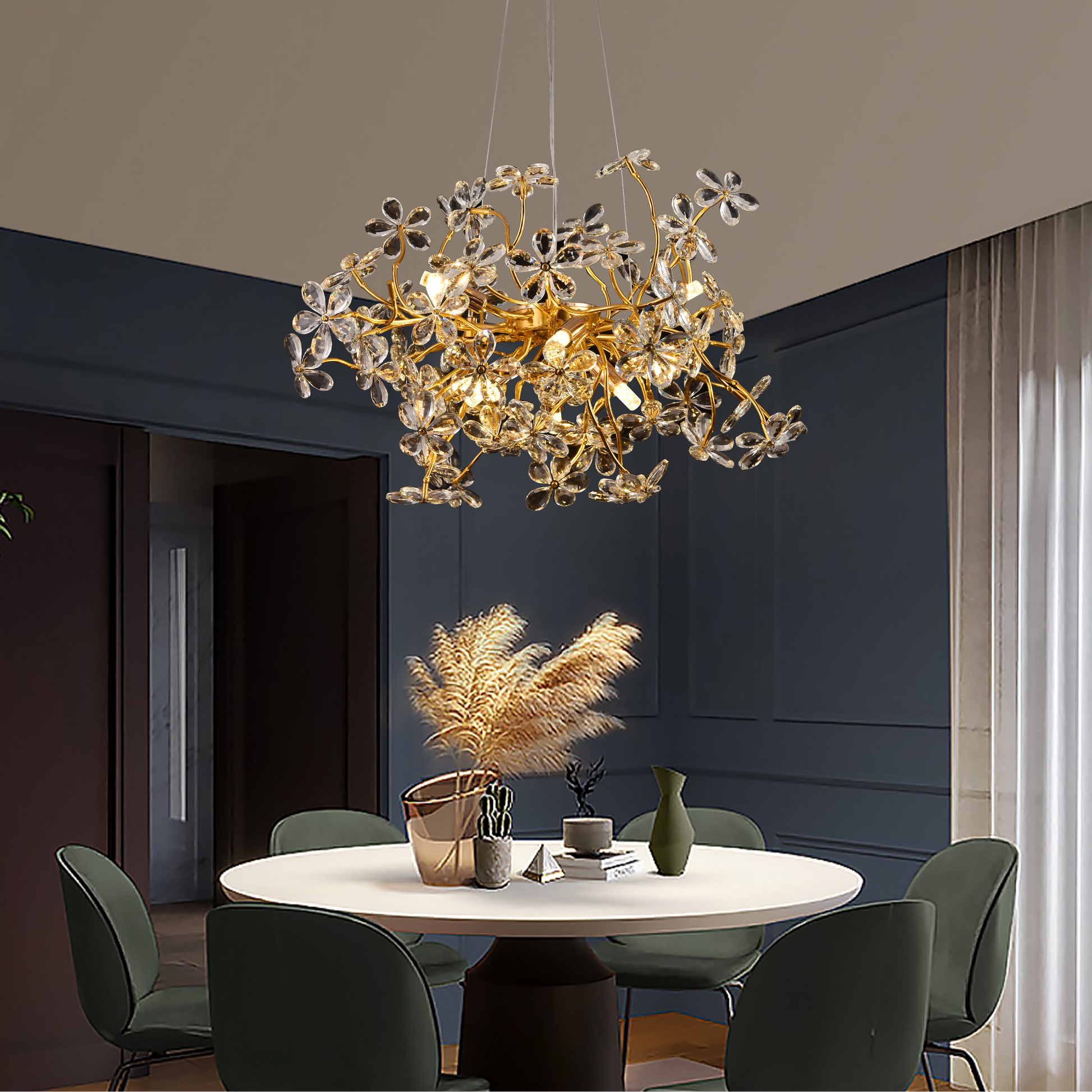 Candelabru Cristal AURAFLOR Magno, 9x G9, Crom si Cristale , 55cm, Inaltime Reglabila Candelabre Cristal Default Title Alessandro Design