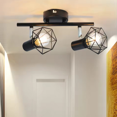 Lampadario con paralume, GRACIE, LC365/2BK, Diamond, 2XE14, Nero, Metallo