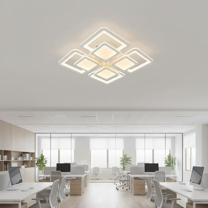 Lampadario a LED con telecomando SUSAN 96W, 4 Quadrati, Luce Fredda/Calda/Neutra, Dimmerabile, Lampadario a LED Bianco con telecomando Titolo predefinito Alessandro Design