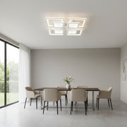 Lampadario a LED con telecomando SUSAN 96W, 4 Quadrati, Luce Fredda/Calda/Neutra, Dimmerabile, Lampadario a LED Bianco con telecomando Titolo predefinito Alessandro Design