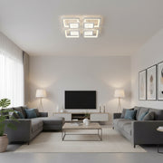 Lampadario a LED con telecomando SUSAN 96W, 4 Quadrati, Luce Fredda/Calda/Neutra, Dimmerabile, Lampadario a LED Bianco con telecomando Titolo predefinito Alessandro Design
