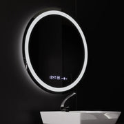 Specchio rotondo a LED, diametro 50 cm, Celeste MotionGlow Marcello, sistema antiappannamento, orologio e termometro, dimmerabile, luce calda neutra fredda 3000K/4000K/6000K Marcello Mirrors Titolo predefinito Alessandro Design