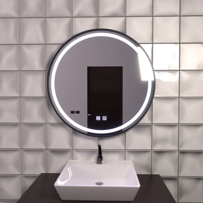 Specchio rotondo a LED 60 cm, Lucea Touch, sistema antiappannamento, specchio da bagno dimmerabile con LED e antiappannamento Titolo predefinito Alessandro Design
