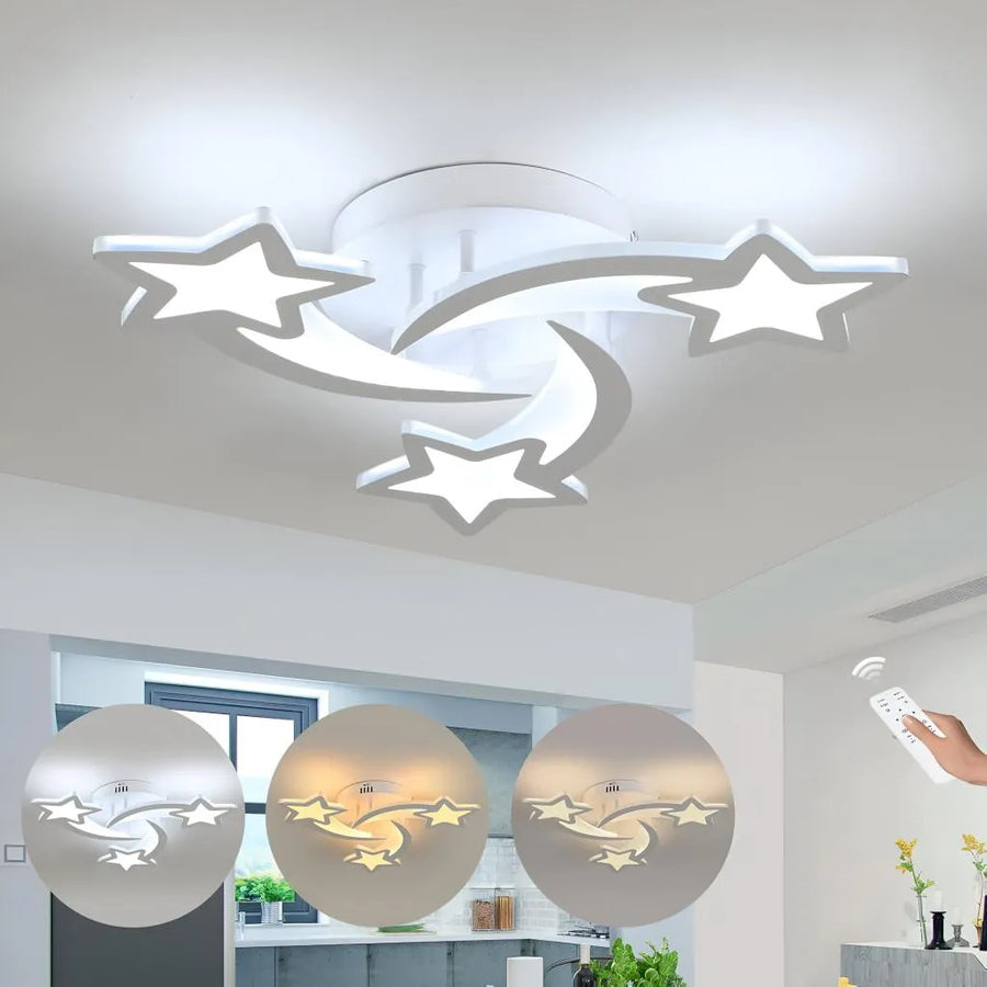 Lampadario a LED con telecomando IPOMOEA 51W, 3 Stelle, Luce Fredda/Calda/Neutra, Dimmerabile, Lampadario a LED Bianco con telecomando Titolo predefinito Alessandro Design