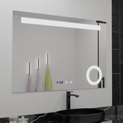 Specchio rettangolare a LED, 120x80 cm, ABSOLU MotionGlow Marcello, sistema di disappannamento, orologio e termometro, lente d'ingrandimento cosmetica, specchi dimmerabili Marcello Titolo predefinito Alessandro Design