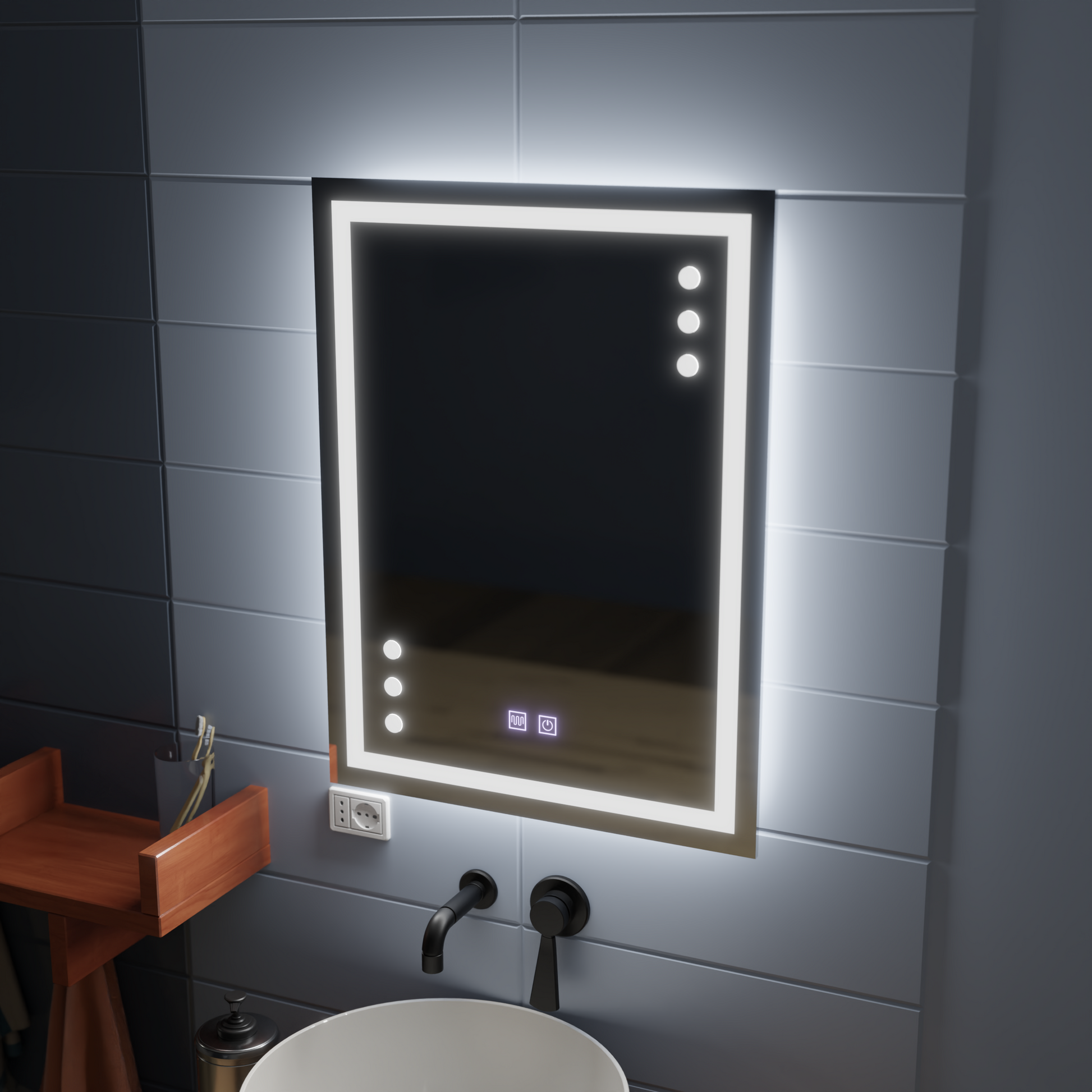 Oglinda LED Touch Infima Sistem Dezaburire 60X80cm Oglinzi Korman E Default Title Alessandro Design