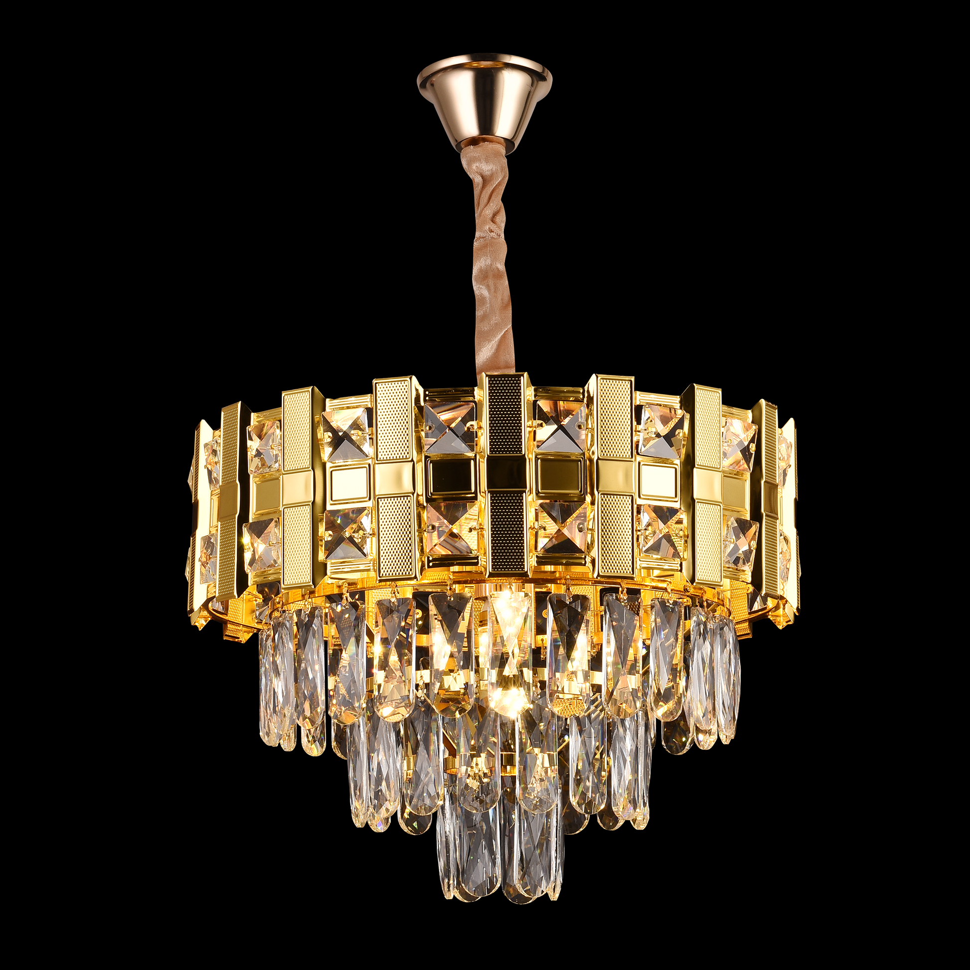 Candelabru Cristal BRAN Nobile 5xE14, Diametru 40cm, Auriu Lucios, Inaltime Reglabila Candelabre Cristal Default Title Alessandro Design
