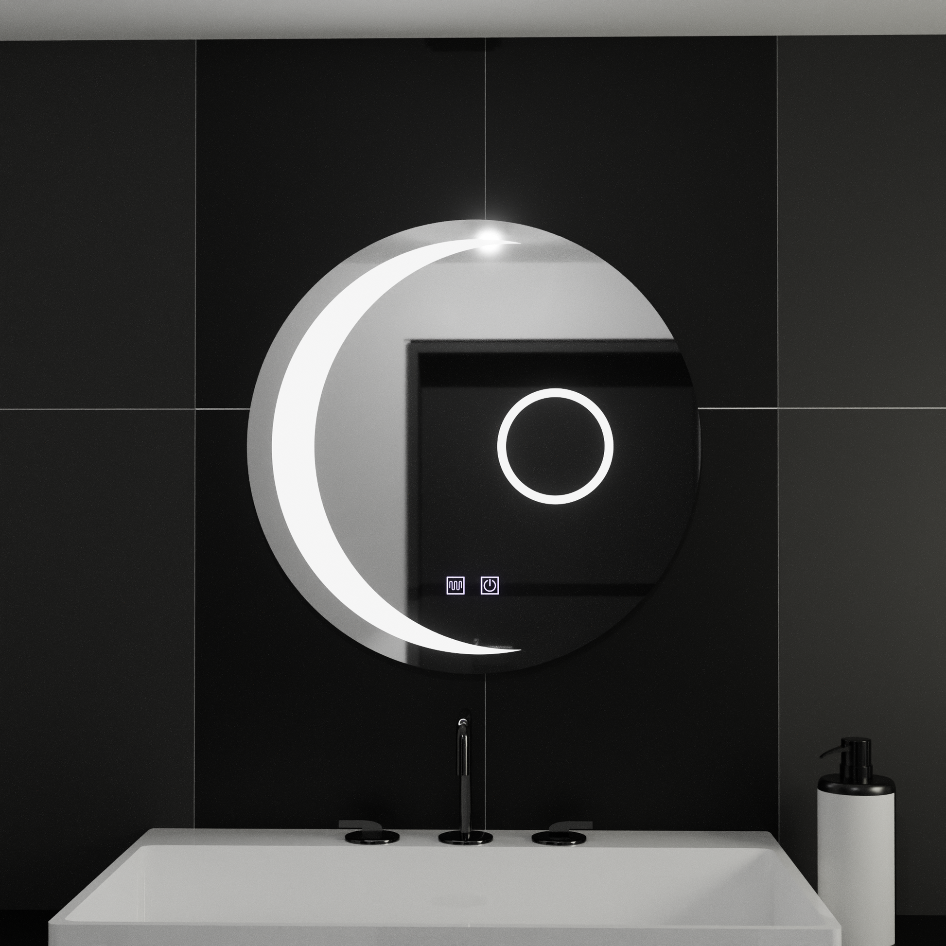 Specchio rotondo a LED, 60 cm, Orbis Touch, sistema Demister, specchi dimmerabili Korman E Titolo predefinito Alessandro Design