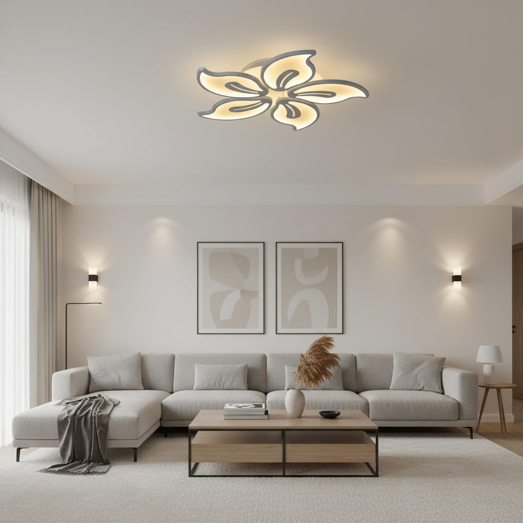 Lampadario a LED con telecomando JASMINE 66W, 5 Petali, Luce Fredda/Calda/Neutra, Dimmerabile, Lampadario a LED con telecomando Bianco Titolo predefinito Alessandro Design