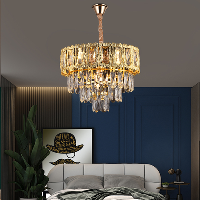 Lampadario Cristallo BELVEDERE Nobile 5xE14, Diametro 40cm, Oro Lucido, Altezza Regolabile