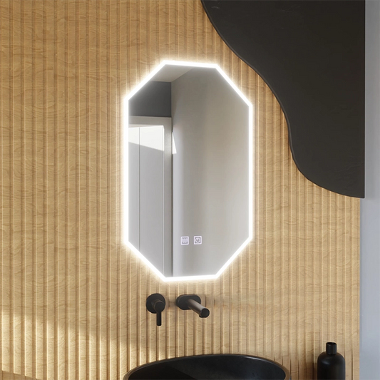 Specchio LED Polygon E43S/50X80, Sistema Luce e Disappannante, 50X80cm