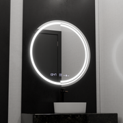 Specchio rotondo a LED, 60 cm, sensore MotionGlow Consuel Marcello, sistema antiappannamento, orologio e termometro, specchi dimmerabili Marcello Titolo predefinito Alessandro Design