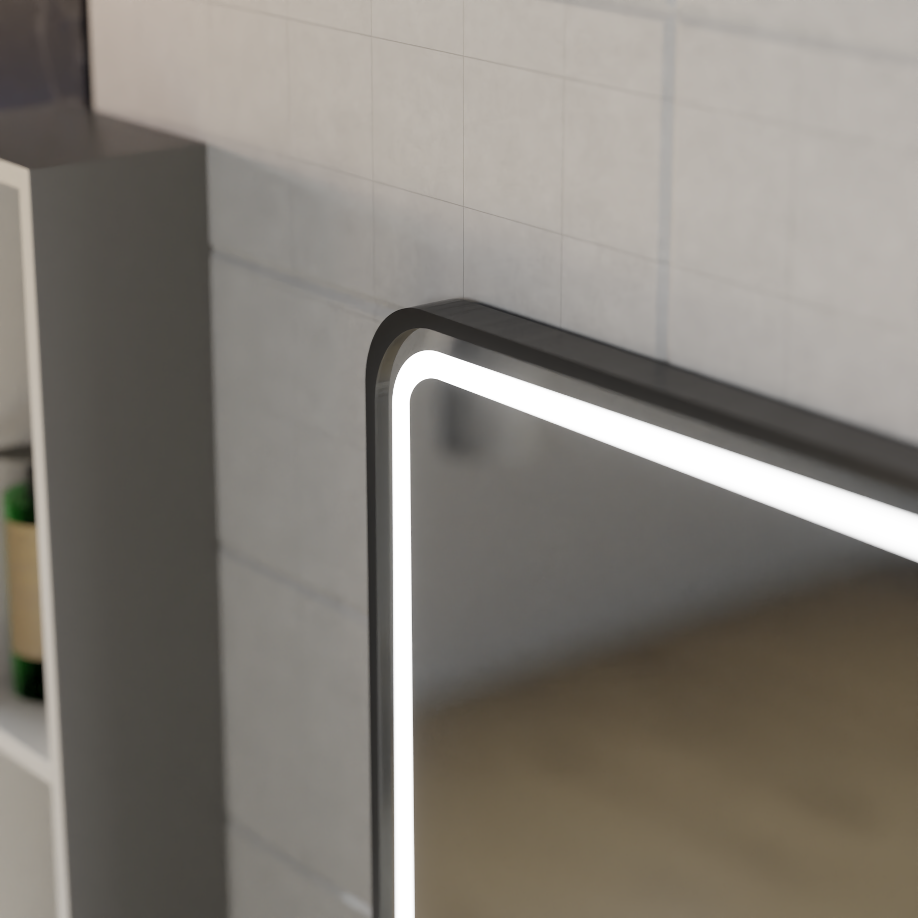 Ulrich LED Touch Mirror Sistema antiappannamento, orologio e temperatura 75x90 cm Cornice nera Specchi ingranditori cosmetici spazzolati Korman S Titolo predefinito Alessandro Design