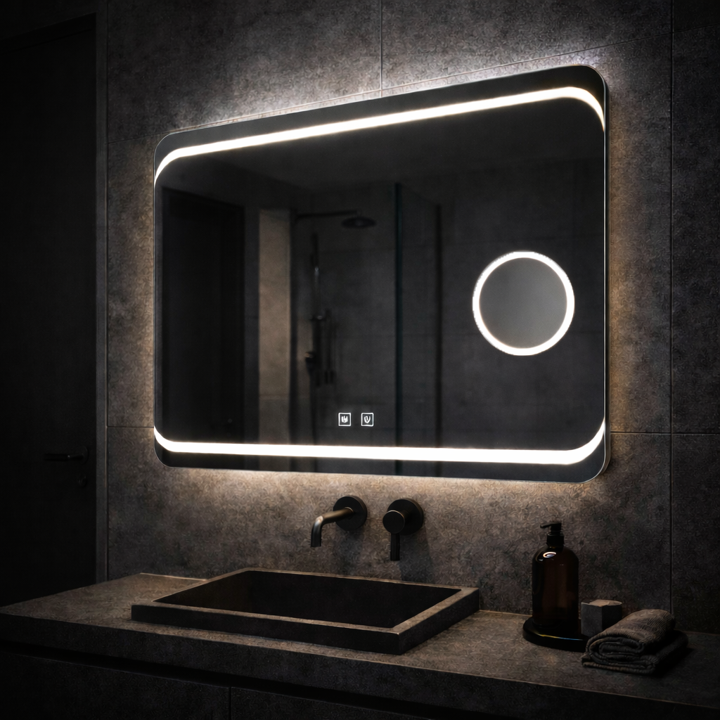Specchio LED rettangolare, 80x60cm, Stella Touch, Sistema Disappannante Specchi Korman E Titolo predefinito Alessandro Design