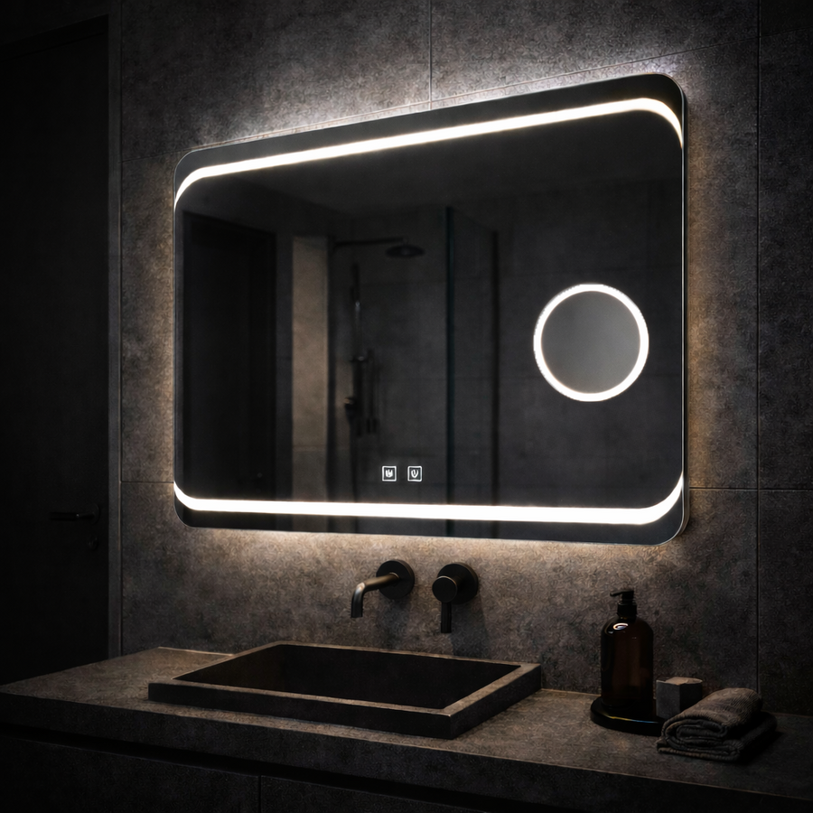 Specchio LED rettangolare, 80x60cm, Stella Touch, Sistema Disappannante Specchi Korman E Titolo predefinito Alessandro Design