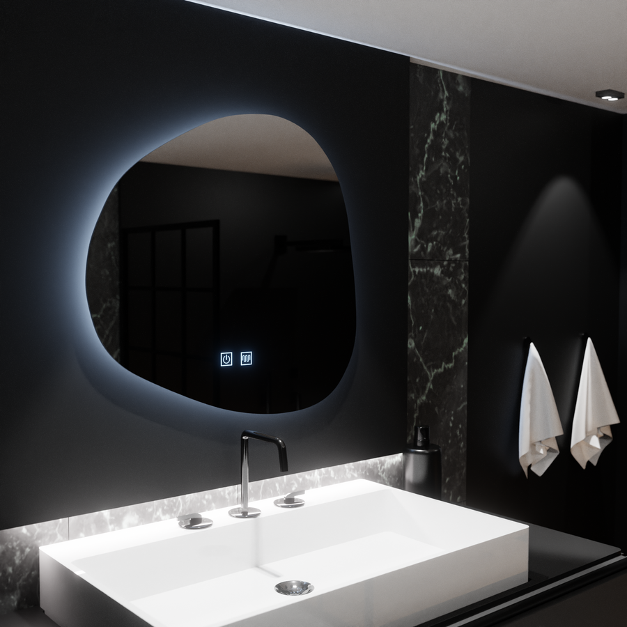 Specchio organico a LED 60x60 cm, Duna Touch, sistema Demister, specchi dimmerabili Korman E Titolo predefinito Alessandro Design