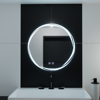 Specchio rotondo a LED 60 cm, Spirallus Touch, sistema Demister, specchi dimmerabili Korman E Titolo predefinito Alessandro Design