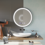 Oglinda LED Touch NOVARA Sistem Dezaburire, Ceas si Temperatura 80 cm Rama Negru Brushed Oglinzi Korman S Default Title Alessandro Design