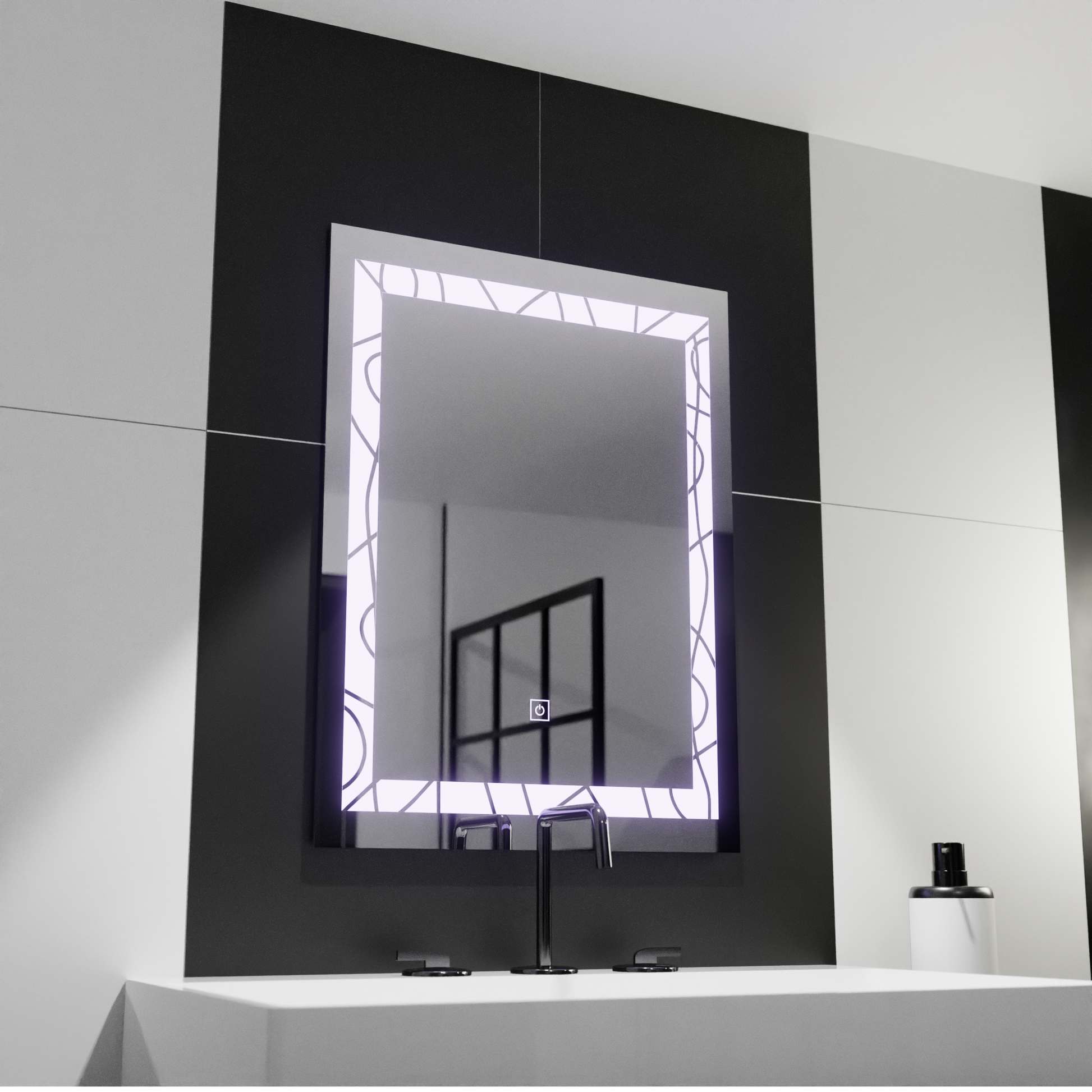 Specchio rettangolare a LED, 60x80 cm, Deco Frame Basic Touch Specchi Korman C Titolo predefinito Alessandro Design